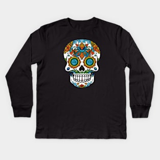 Colorful Traditions: Traditional Sugar Skull Art Kids Long Sleeve T-Shirt